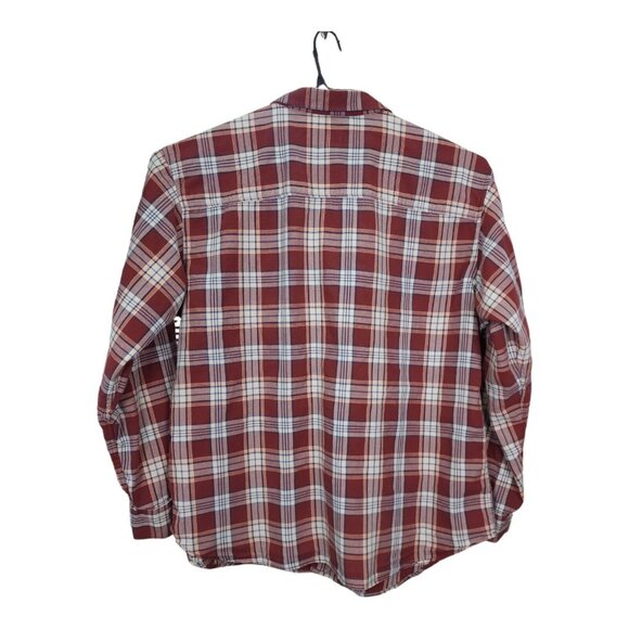 Columbia Button Up Shirt Mens Size XXL Long Sleeve Casual Cotton Burgandy Plaid - Picture 3 of 8